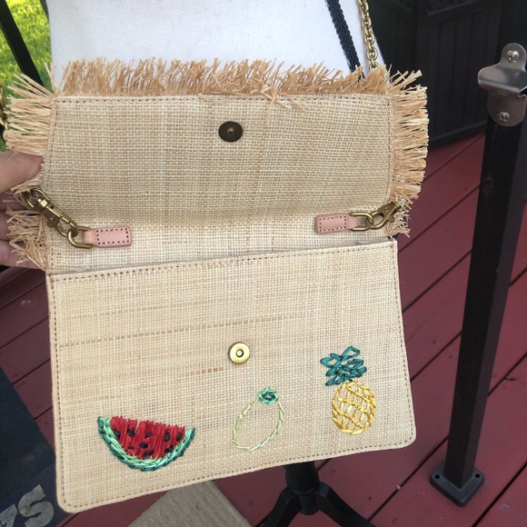 J.Crew Convertible Raffia Clutch Handbag - Picture 5 of 8